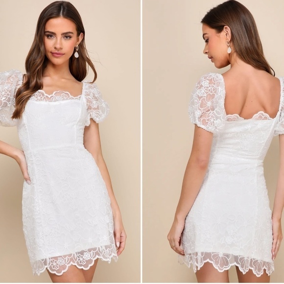 LULUS Bridal Bachelorette Engagement Bridal Shower Sexy Floral Mini Dress - Picture 1 of 3